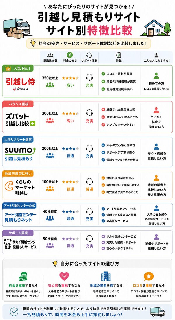 サイト別特徴比較