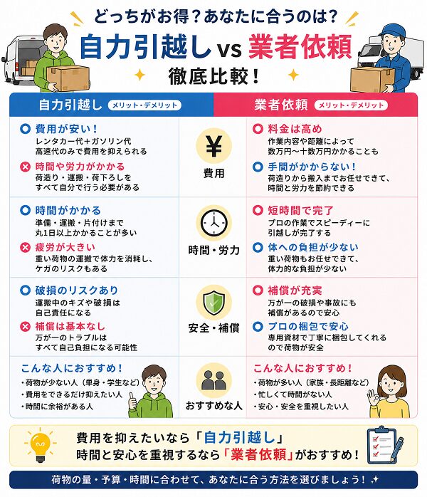 自力引越しVS業者依頼