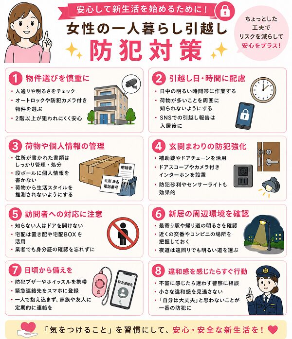 女性の一人暮らし引越し防犯対策