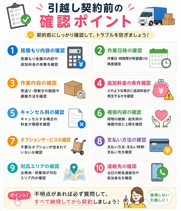 引越し契約前の確認ポイント