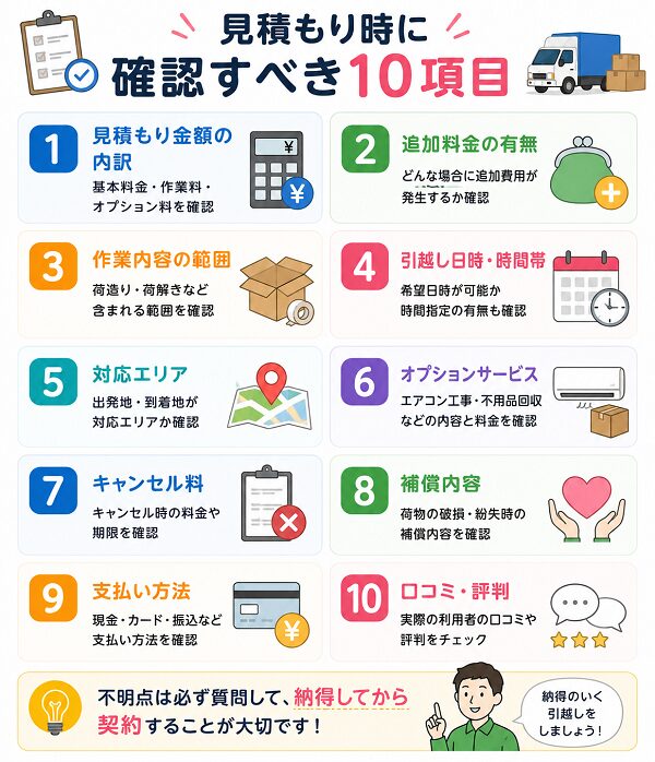 見積もり時に確認すべき10項目