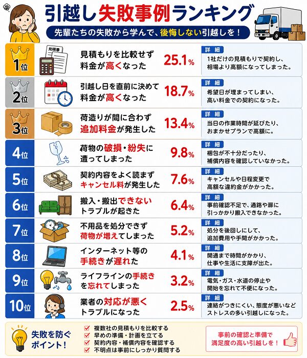 引越し失敗事例ランキング