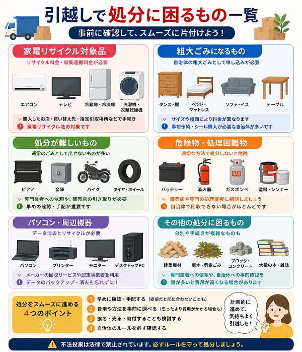 引越しで処分に困るもの一覧