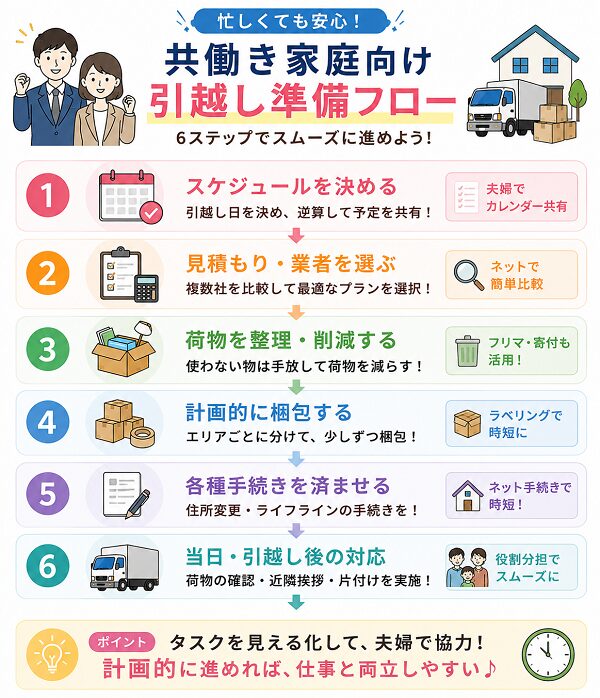共働き家庭向け引越し準備フロー