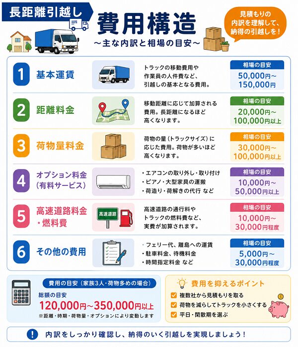 長距離引越しの費用構造