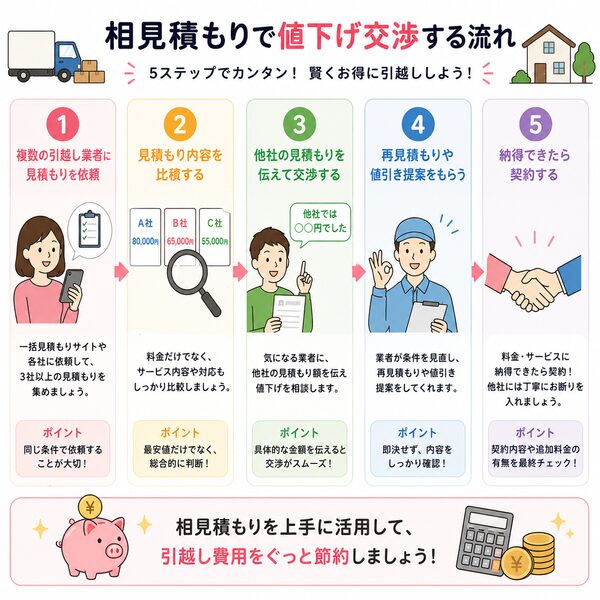 相見積もりで値下げ交渉する流れ