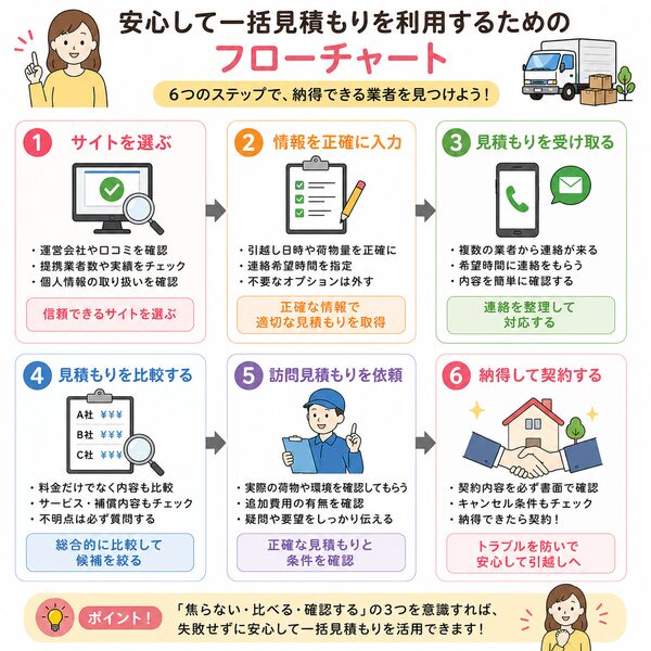 安心して一括見積もりを利用するためのフローチャート