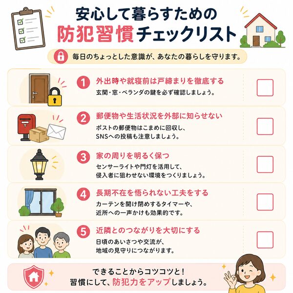 安心して暮らすための防犯習慣チェックリスト