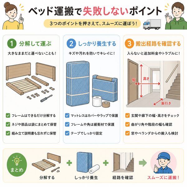 ベッド運搬で失敗しないポイント(分解・養生・搬出経路確認)