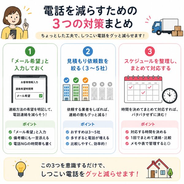 電話を減らすための3つの対策まとめ