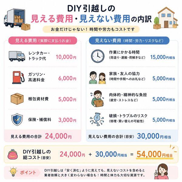 DIY引越しの見える費用・見えない費用の内訳