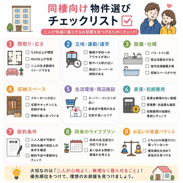 同棲向け物件選びチェックリスト