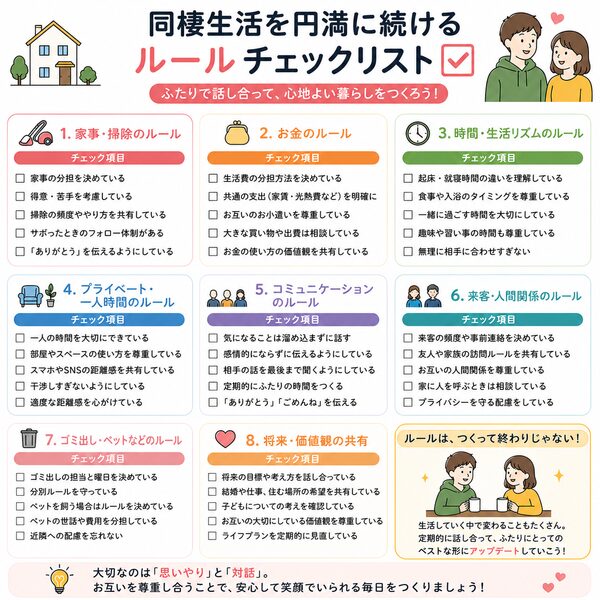 同棲生活を円満に続けるルールチェックリスト
