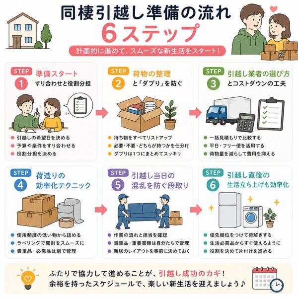 同棲引越し準備の流れ【6ステップ】