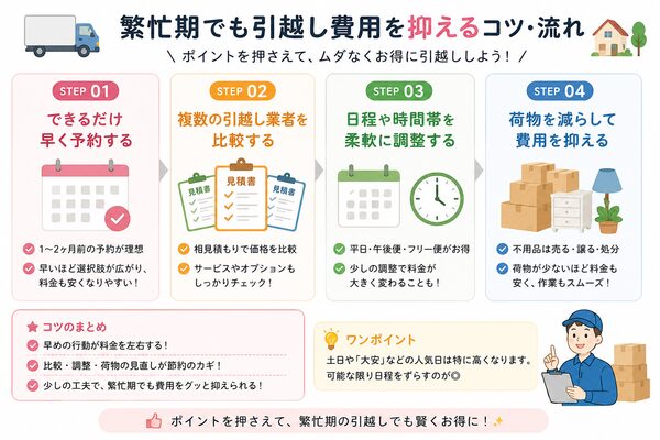 繁忙期でも引越し費用を抑えるコツ・流れ