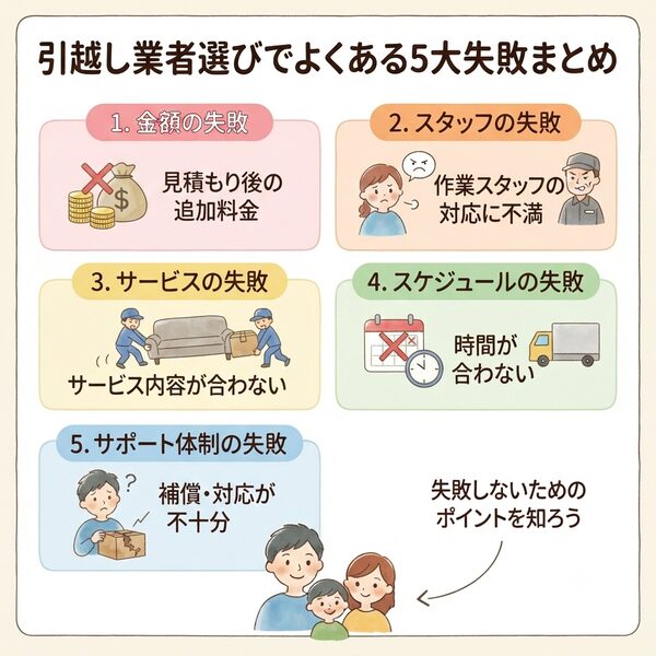 引越し業者選びでよくある5大失敗まとめ