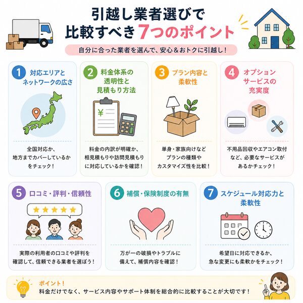 引越し業者選びで比較すべき7つのポイント