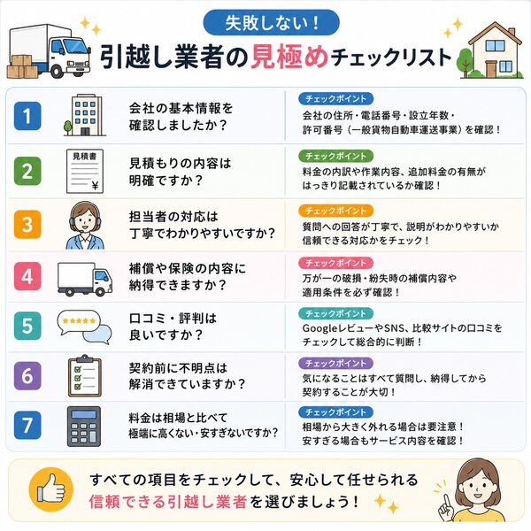 失敗しない引越し業者の見極めチェックリスト