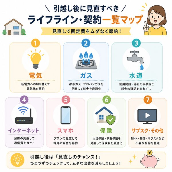 引越し後に見直すべきライフライン・契約一覧マップ