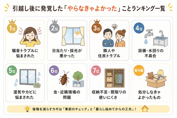 引越し後に発覚した「やらなきゃよかった」ことランキング一覧