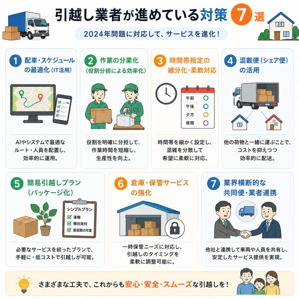 引越し業者が進めている対策7選(一覧図)