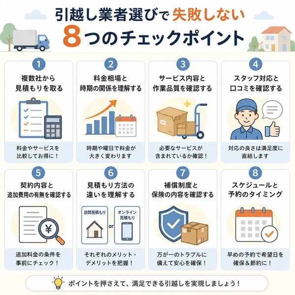 引越し業者選びで失敗しない8つのチェックポイント