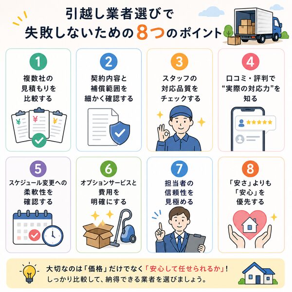 引越し業者選びで失敗しないための8つのポイント