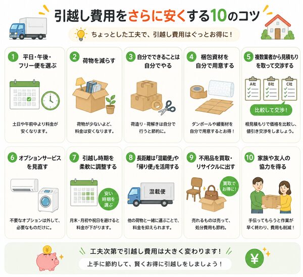 引越し費用をさらに安くする10のコツ