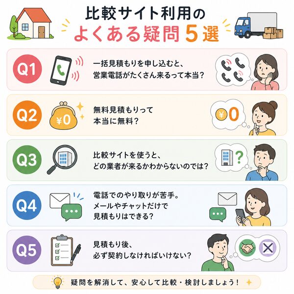 比較サイト利用のよくある疑問5選（FAQ一覧マップ）
