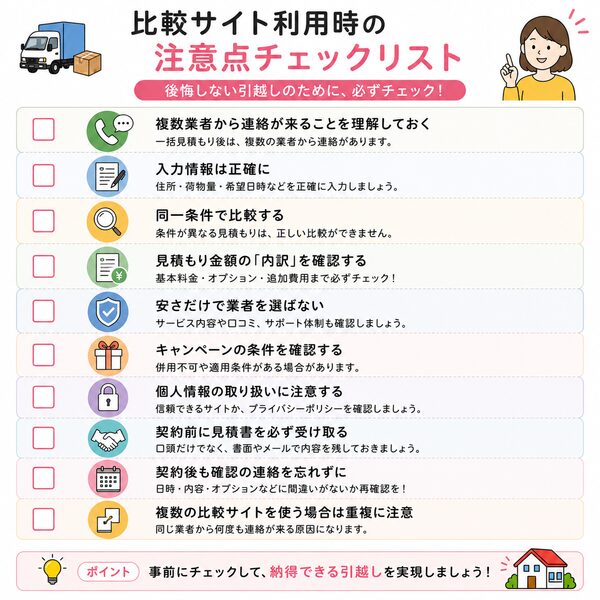比較サイト利用時の注意点チェックリスト