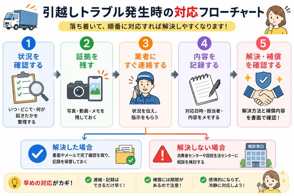 引越しトラブル発生時の対応フローチャート