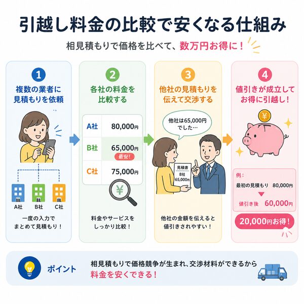 引越し料金の比較で安くなる仕組み