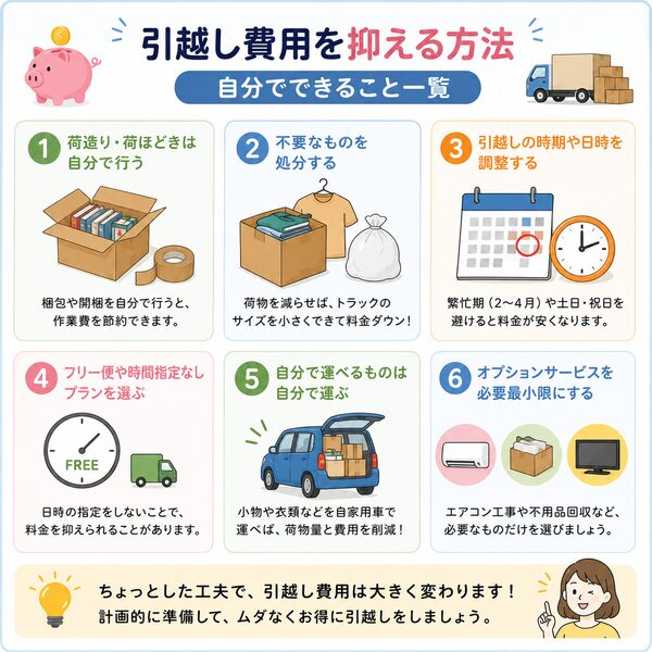引越し費用を抑える方法（自分でできること一覧）