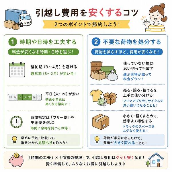 引越し費用を安くするコツ（時期・荷物整理の2大ポイント）