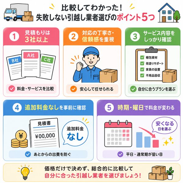 比較してわかった!失敗しない引越し業者選びのポイント5つ