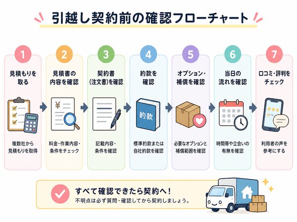 引越し契約前の確認フローチャート