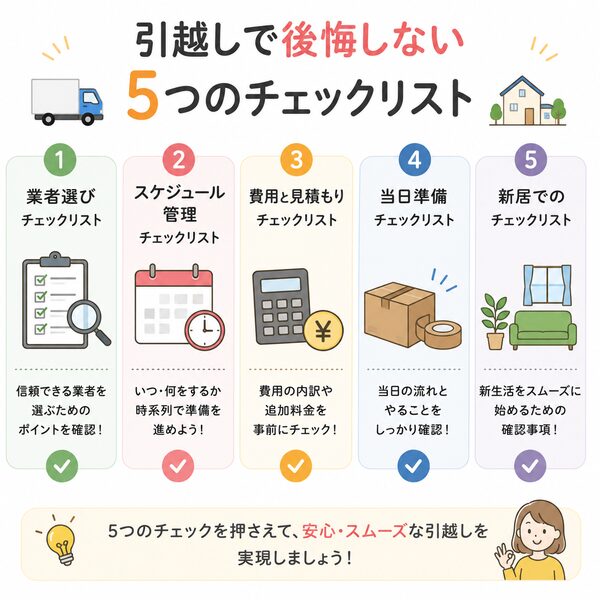 引越しで後悔しない5つのチェックリスト一覧