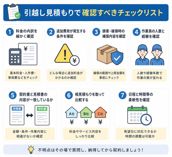 引越し見積もりで確認すべきチェックリスト