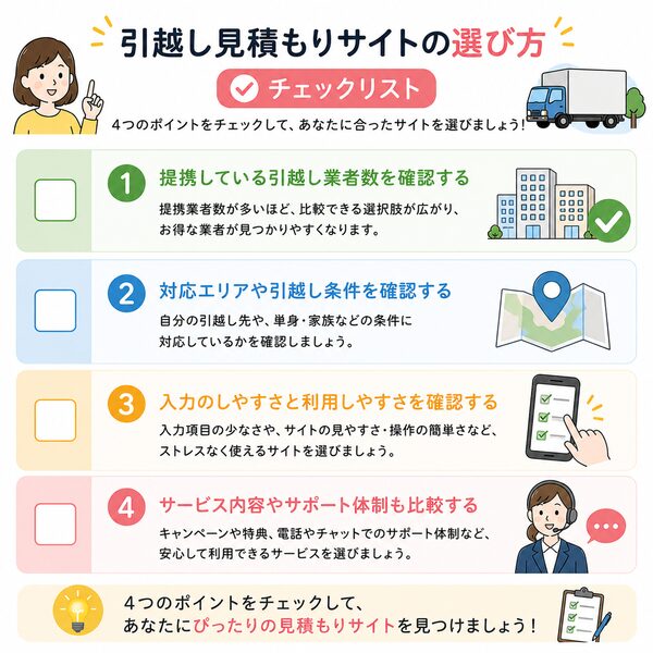 引越し見積もりサイトの選び方チェックリスト