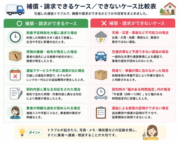補償・請求できるケース/できないケース比較表