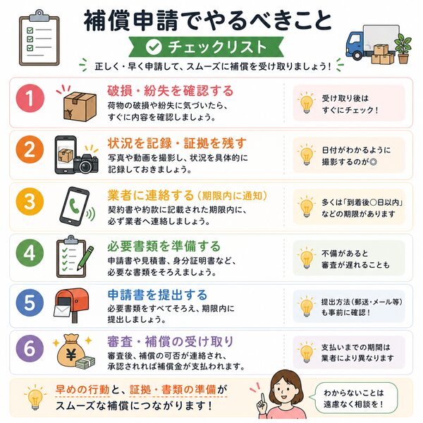 補償申請でやるべきことチェックリスト