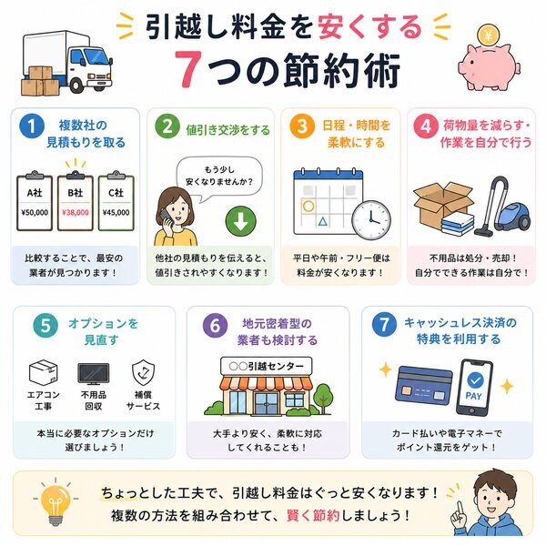 引越し料金を安くする7つの節約術