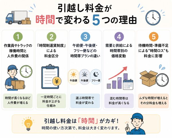 引越し料金が時間で変わる5つの理由