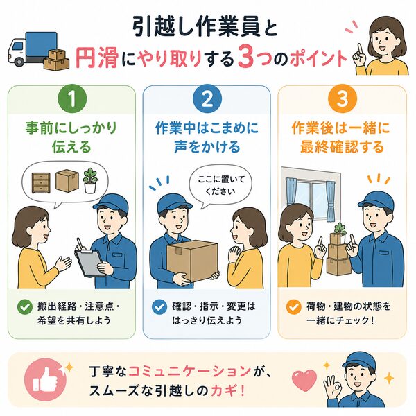 引越し作業員と円滑にやり取りする3つのポイント