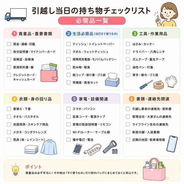 引越し当日の持ち物チェックリスト【必需品一覧】