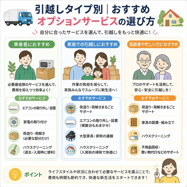 引越しタイプ別｜おすすめオプションサービスの選び方（単身・家族・高齢者）