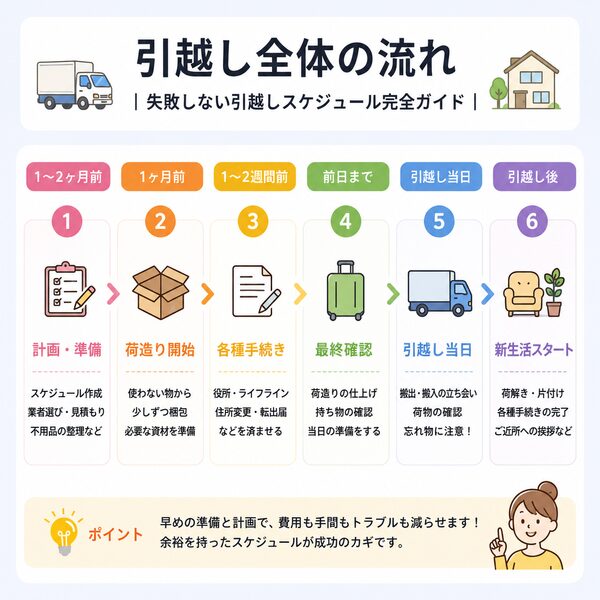 引越し全体の流れ｜失敗しない引越しスケジュール完全ガイド