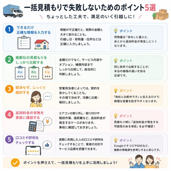 一括見積もりで失敗しないためのポイント5選