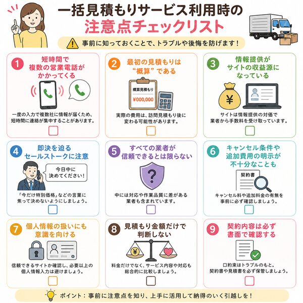 一括見積もりサービス利用時の注意点チェックリスト