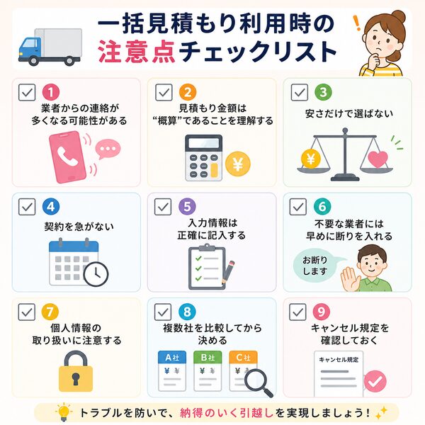 一括見積もり利用時の注意点チェックリスト